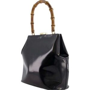 Gucci Vintage Bamboo RARE Patent Leather Handbag